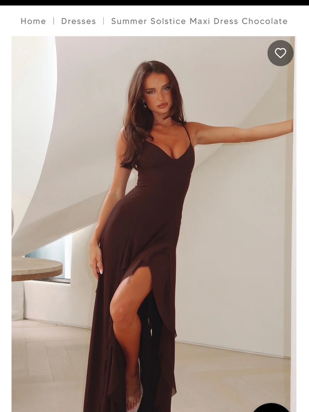 White Fox Boutique Chocolate Brown Maxi Slip Dress